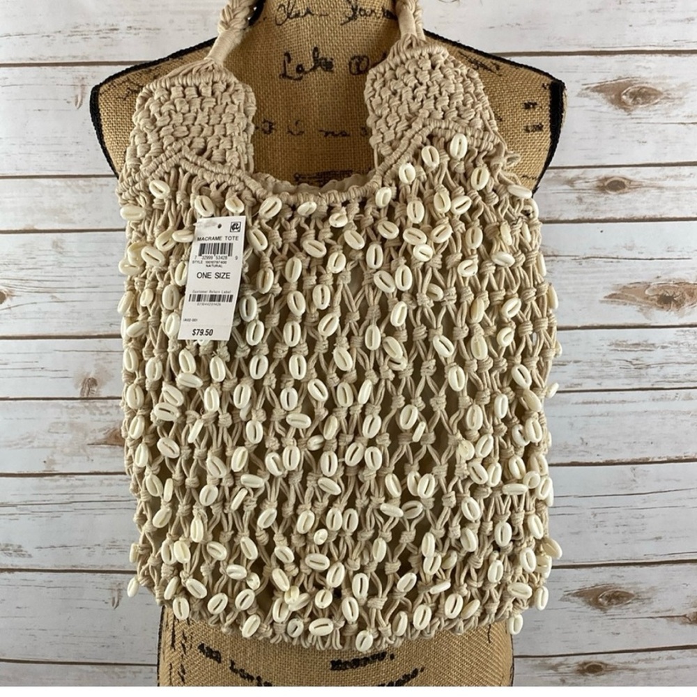 Shell Embellished Beach Tote Bag
